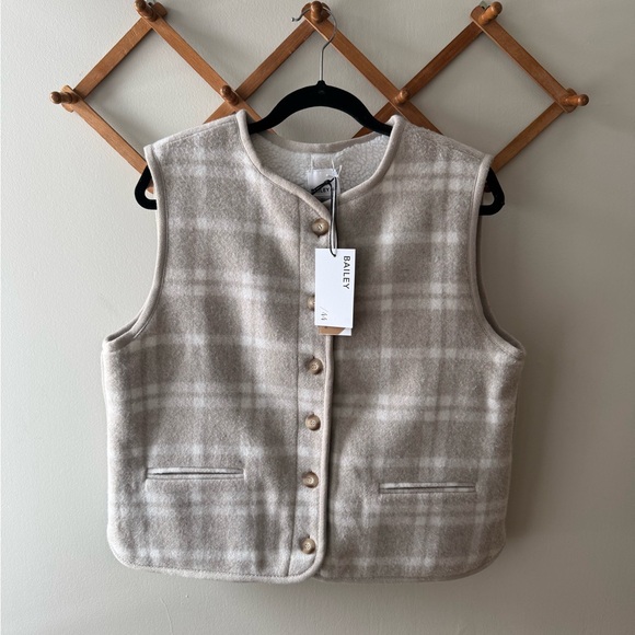 Beige Ecru Checks Jacket Vest - Picture 3 of 5